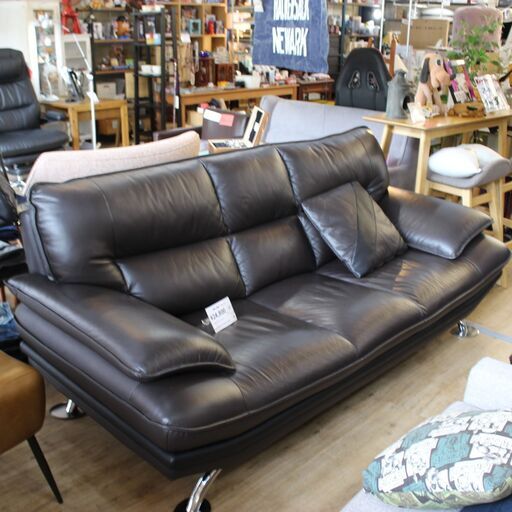 【川崎市宮前区リサイクルオフ】お買い得品　レザー3Pソファー