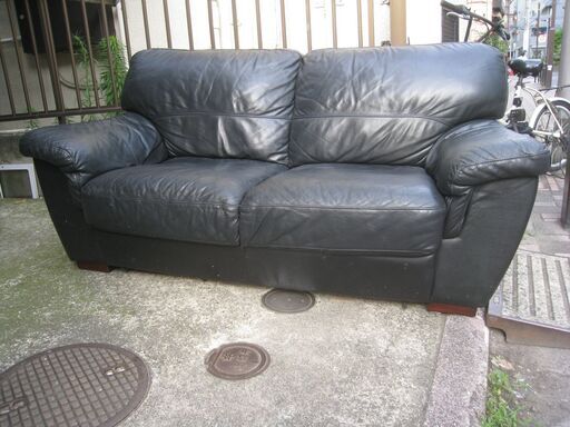 IDC大塚家具 Leather world レザーワールド 本革 2人掛けソファ W165cm 2Pソファ 中古品 近く無料配達