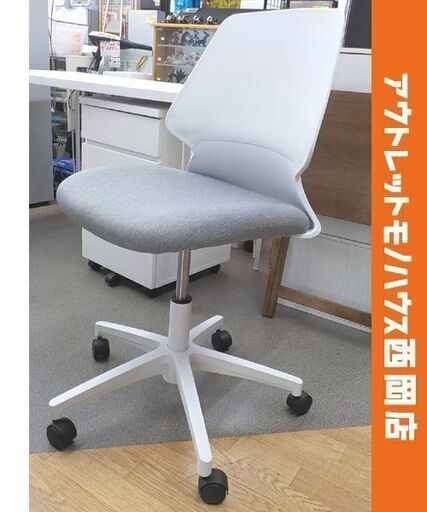 ワークチェア シン 昇降イス 高82～94㎝ デスクチェア ホワイト キャスター付き OAチェア ニトリ 西岡店