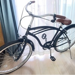 中古自転車３１４５　前後タイヤ新品！　シュイン　ビーチクルーザー　２６インチ　ギヤなし　ワイヤー錠　ライトは付属していません 中古自転車3145 前後タイヤ新品！ シュイン ビーチクルーザー 26