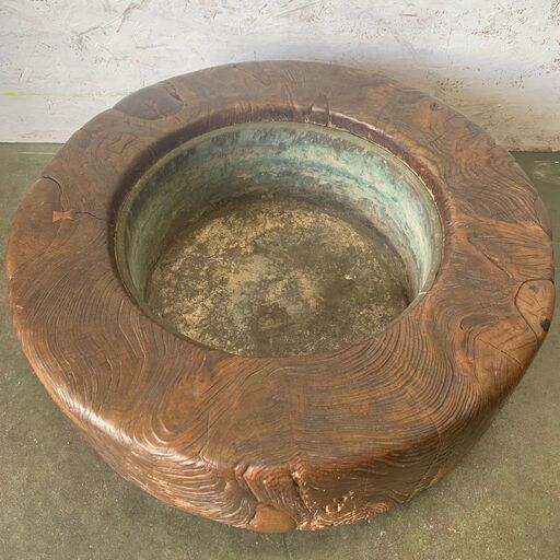 【アンティーク】 木製火鉢 大型 手炙り 古美術 直径65cm 火鉢 N0233 アンティーク】 木製火鉢 大型 手炙り 古美術 直径65cm 火鉢 レトロ