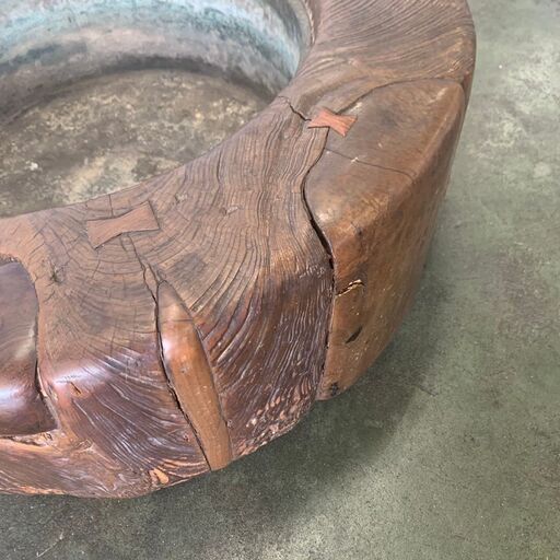 アンティーク大型、火鉢、昭和レトロ　丸太　くりぬき火鉢 アンティーク大型、火鉢、昭和レトロ 丸太 くりぬき火鉢 アンティーク