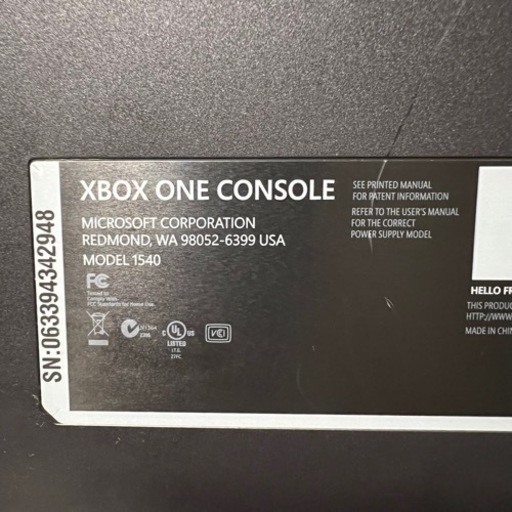 X BOX ONE ゲーム機 1540 動作品 XBOX