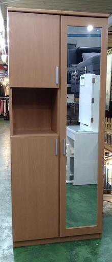 シューズボックス　下駄箱　ミラー付き　当店組み立ての未使用品　75×35×180