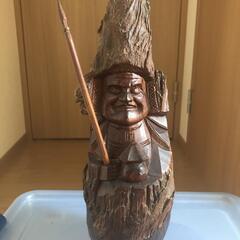 鍾馗様一刀彫　伝統工芸品　彫刻　昭和　当時物 オブジェ　飾り物　流木　置物 鍾馗様 七福神 一刀彫 飾り物 昭和 当時物 伝統工芸品