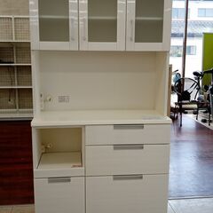 ★ジモティ割あり★  食器棚（2枚扉） 白 H201×D42×W100 クリーニング済み TJ7485 ☆ジモティ割あり☆ ニトリダリア 食器棚 W70×D42×H201 クリーニング