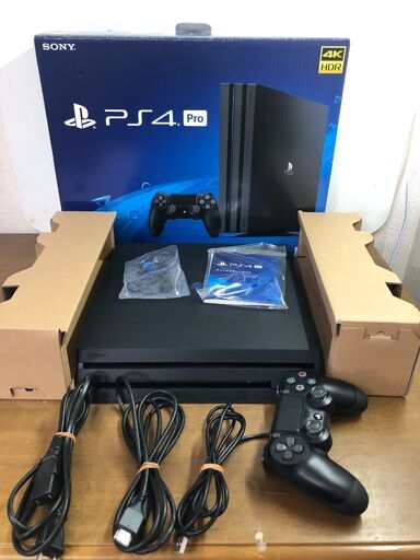 【糸島市内 送料無料】 美品　PS4 Pro本体 SONY PlayStation4 Pro 本体 Ver. 8.03 1TB ジェット・ブラック CUH-7100B B01 元箱 ゲームソフト8本付　動作確認済/初期化済 中古品　48199-1-070