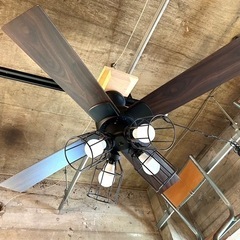 《売約済》【池上店】 JAVALO ELF ジャバロエルフ　シーリングファン ランプ 照明 ライト ファン カフェ オシャレ リモコン付き シーリングライト 6～8畳用　民宿　🚚運搬無料エリア有 / 大田区 リサイクルショップ ランバールーム 池上店 ◀︎ 池上駅 大森駅 蒲田駅 最寄り