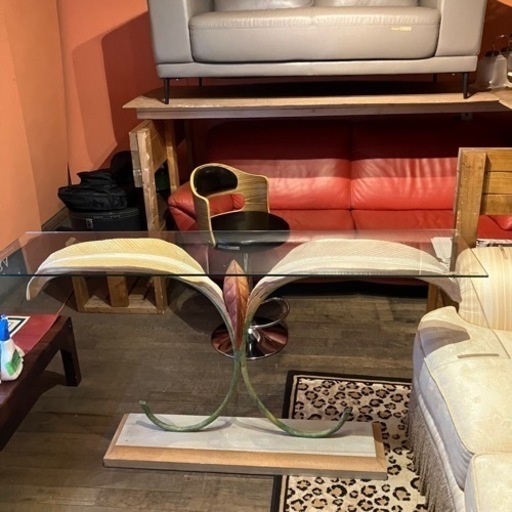 北海道 帯広 ガラス天板 ガラステーブル テーブル アンティーク 飾り