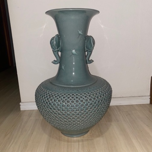 特大壺青磁床の間美品