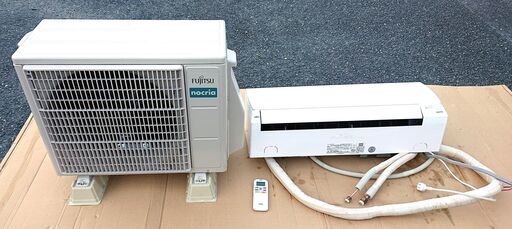 山口市、【2023年製】6～8畳エアコン基本工事代込￥55000富士通AS-AH223N配管・リモコン付き