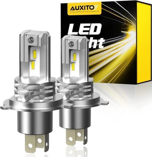 AUXITO H4 Hi/Lo LEDヘッドライト 車用 新基準車検対応 LED H4ヘッドライト 高輝度LEDチップ搭載 爆光 3倍明るさUP 純正ハロゲンと発光点一致 高輝度6000K 12V車対応 定電流回路搭載 長寿命 放熱性静音 瞬間起動 ファンレス2個入り ホワイト