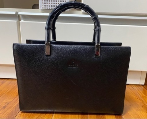 【美品】 GUCCI グッチ バンブー ビジネスバッグ トートバッグ バッグ ピッグスキンレザー ブラック 黒 レディース メンズ