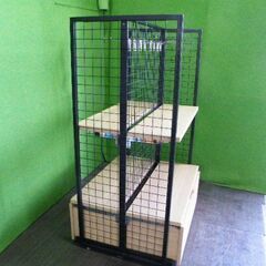 H150cm×W90cm 両面木板＆フック什器 ロールインBOX付き エンドネット付き 背面ネットタイプ ■L-563