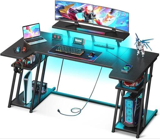 ゲーミングデスク l字 パソコンデスク pcデスク コンセント付き