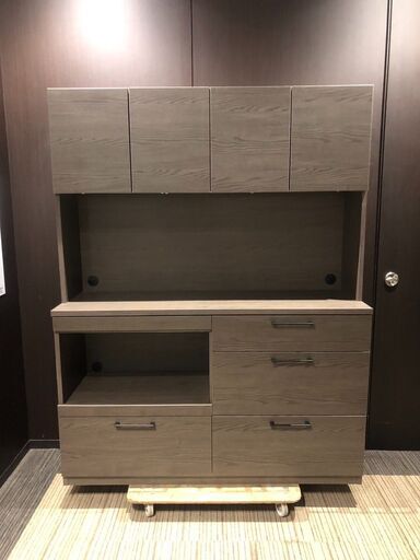 【展示品・未使用品】レンジボード 食器棚 日本製 モイス付き 大容量収納 モダン 幅160cm 参考価格119,990円自社配送時代引き可※現金、クレジット、スマホ決済対応※