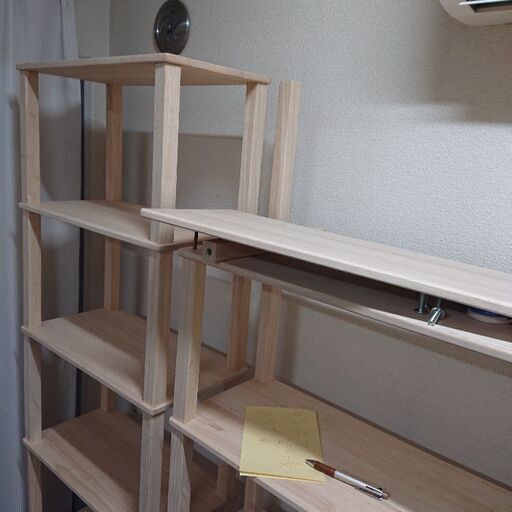 終了／ 棚 収納 左の棚 棚板60×30 高さ176.5 各脚33cm 高さ調整可能 