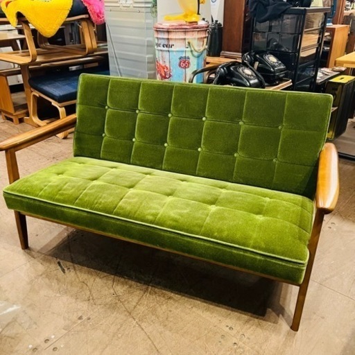 《売約済》【武蔵小山店】  カリモク　karimoku kチェア　ソファ　ソファー　モケットグリーン　モケット　グリーン　2人掛け　2p 2シター　カリモク60 karimoku60
