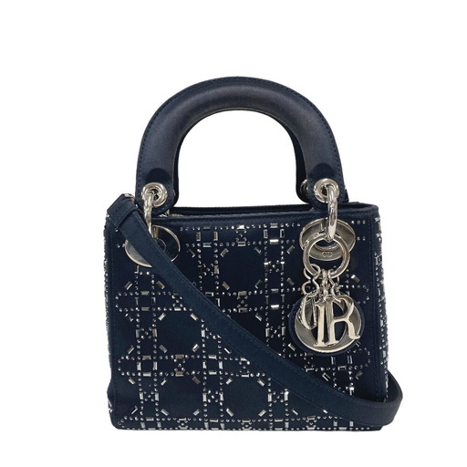 クリスチャンディオール Christian Dior ショルダーバッグ ラインストーン ミニ カナージュ レディディオール 2WAYハンドバッグ ブラック