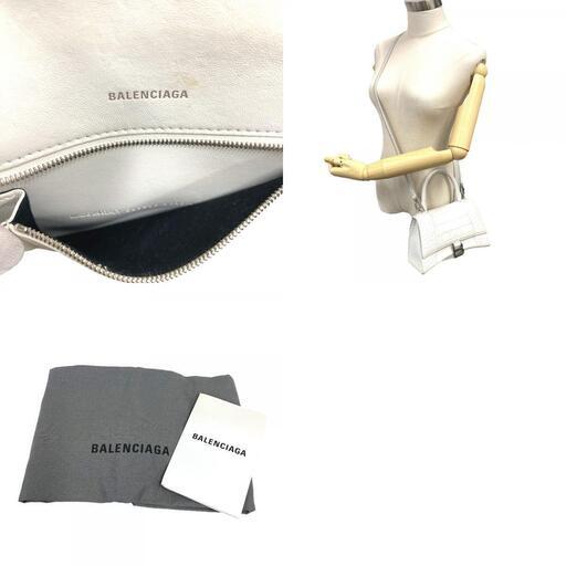 バレンシアガ BALENCIAGA ショルダーバッグ クロコ型押し アワーグラス 2WAYハンドバッグ 593546 ホワイト