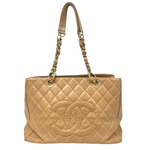 シャネル CHANEL トートバッグ キャビアスキン GST チェーントートバッグ ベージュ