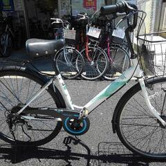 中古自転車3166 前後タイヤ新品！ 27インチ 6段ギヤ LEDオート 
