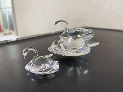 スワロフスキー スワン親子 大×1 小×1 インテリア小物 刻印あり 箱なし 自社配送時代引き可※現金、クレジット、スマホ決済対応※