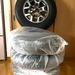 ジムニーシエラJB74純正ダンロップ アルミホイール付きタイヤ4本+鉄チンホイール付きスペアタイヤ1本　5本セット195/80R15 