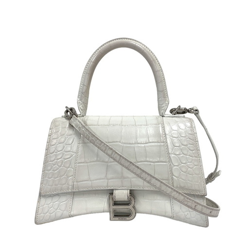 バレンシアガ BALENCIAGA ショルダーバッグ クロコ型押し アワーグラス 2WAYハンドバッグ 593546 ホワイト
