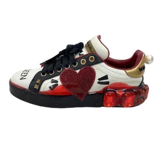 ドルチェアンドガッバーナ DOLCE\u0026GABBANA スニーカー フェイクパール ビーズ スタッズ 36 1/2 レッド