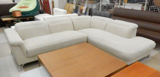 コーナーソファ2点セット ファブリック アイボリー系  リビング家具 札幌市清田区
