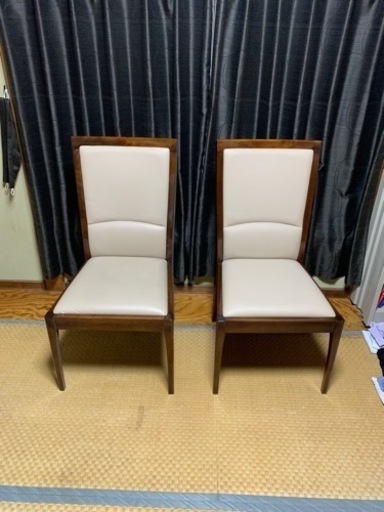 高級家具　モリシゲ　ダイニングチェア　2脚　\n本革