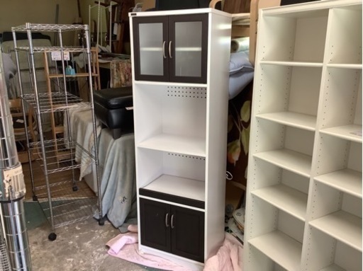 【リサイクルサービス八光】幅58cm　佐藤産業　Cafetira レンジ台　ダークブラウン