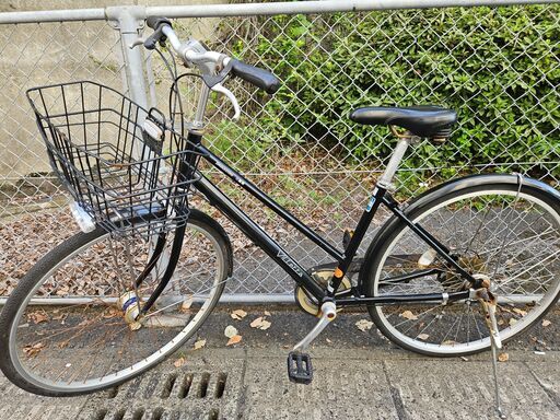 【リサイクルショップどりーむ鹿大前店】No.1535　27インチ自転車　シティサイクル　ブラック　LEDオートライト付き　※ギア切替え故障によりNG(´;ω;｀)