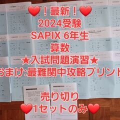 【★最新★2024受験】【入試実践演習（算数）】Sapix6年算...