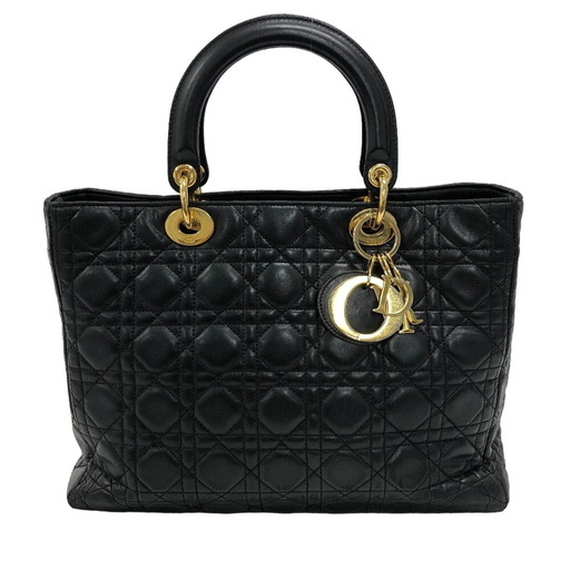 クリスチャンディオール Christian Dior ハンドバッグ レディディオール カナージュ ラージ  ブラック