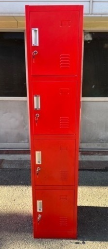 鍵付き ロッカー おしゃれ スチールロッカー 5人用 レッド 1列5段 スチール製 収納 オフィス 事務所 会社 店舗 オフィス家具 キャビネット