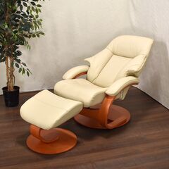 【ヤ取終了8/29】≪yt1508ジ≫ Fjords/フィヨルド リクライニングチェア/パーソナルチェア オットマン付属 アイボリー系 1人掛けソファ 60615-06