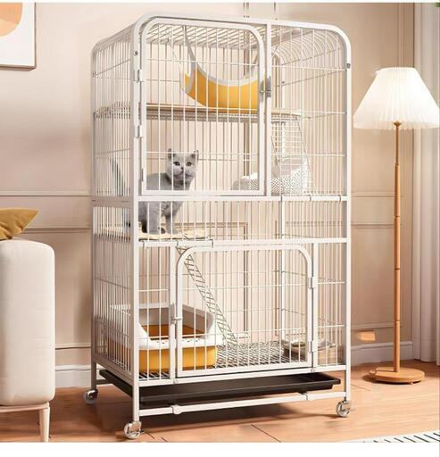49f 猫ケージ 猫用ケージ ホワイト 4段(78x55x135cm) 猫ハウス 室内用猫のゲージ 大きめ動物ケージ 大型猫用ケージ 多頭飼い猫 移動便利 組立簡単 y072402f