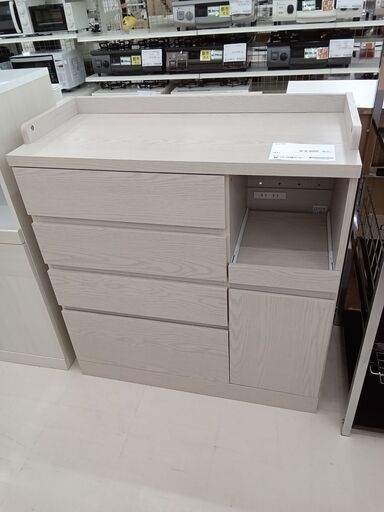 ★ジモティ割あり★  レンジ台 アイボリー W90×D41×H96 クリーニング済み TC3990