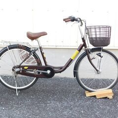 リサイクル自転車 店内多数販売中!　ご来店ください！　早い者勝ち!　シニア向け　シティサイクル　24インチ　ブラウン　内装3段変速　オートライト　安心の大きめサドル　お買い物に便利!!　売れてます!　早い者勝ち!　外観状態は全体的に極めて良好と思います!　m35