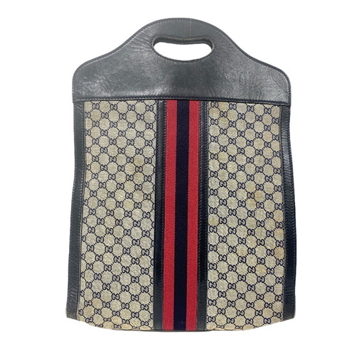 グッチ GUCCI トートバッグ シェリーライン 馬車 オールドグッチ ヴィンテージ ネイビー