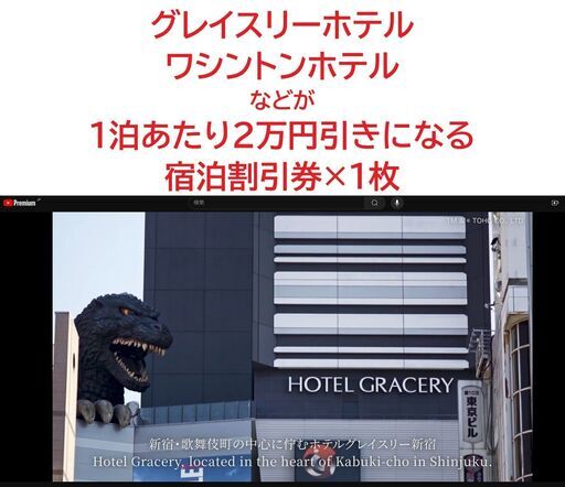 グレイスリーホテルやワシントンホテルで1泊1室が50%オフになる宿泊割引券×1枚　　　n