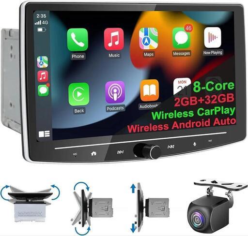 ディスプレイオーディオ 10インチ 2din 8コア 2G+32G Androidカーナビ ワイヤレス CarPlay＆Android Auto アップルカープレイ\u0026アンドロイドオートナビ ミラ