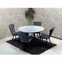 セラミックダイニングテーブルと回転椅子セット