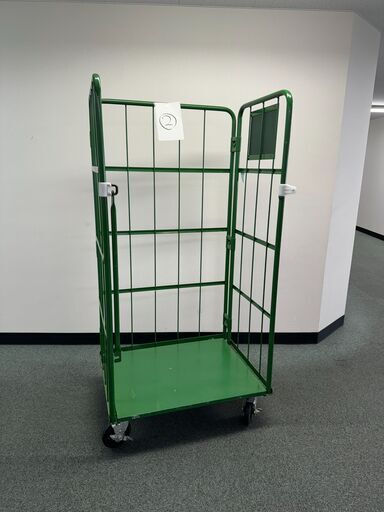 ②【中古品】カゴ台車  W800×D600×H1700mm グリーン