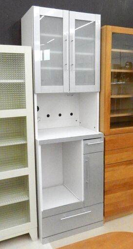 ニトリ スリム食器棚 ホワイト系  幅60cm 収納多め 引出し＆扉 札幌市清田区