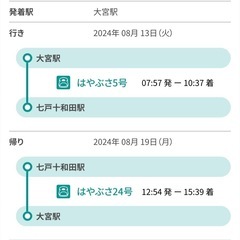 【ネット決済・配送可】東北新幹線チケット　大宮七戸十和田駅間　大...