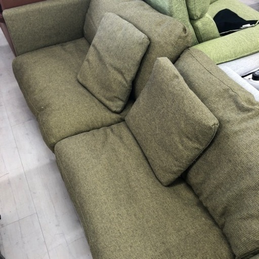 3人掛けソファー　ファブリックグリーン【トレファク堺福田】