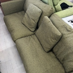 3人掛けソファー ファブリックグリーン【トレファク堺福田】